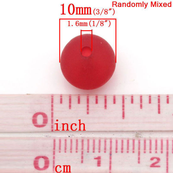 アクリルビーズ ボール  ランダムな色 つや消し 約 10mm直径、穴：約 1.6mm、200 個 の画像