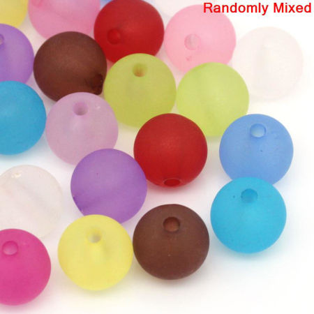 Acrylic Bubblegum Beads Ball At Random Mixed Frosted About 12mm Dia, Hole: Approx 2.3mm, 100 PCs