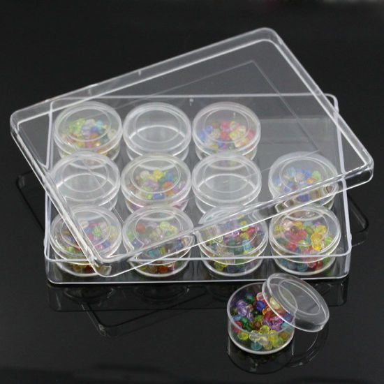 Picture of Plastic Beads Organizer Container Storage Box Transparent 13.5cm x 10cm x 1.8cm(5 3/8"x3 7/8"x 6/8"), 1 Piece(12 Small Box)
