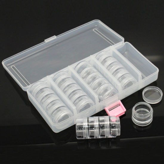 Picture of Plastic Beads Organizer Container Storage Box Rectangle Transparent 18cm x 10.5cm(7 4/8"x4 1/8"), 1 Piece(25 Small Boxes)