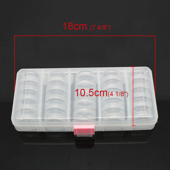 Picture of Plastic Beads Organizer Container Storage Box Rectangle Transparent 18cm x 10.5cm(7 4/8"x4 1/8"), 1 Piece(25 Small Boxes)