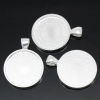 Picture of Zinc Based Alloy Cabochon Settings Pendants Round Silver Plated (Fits 25mm Dia.) 36mm x 28mm, 10 PCs
