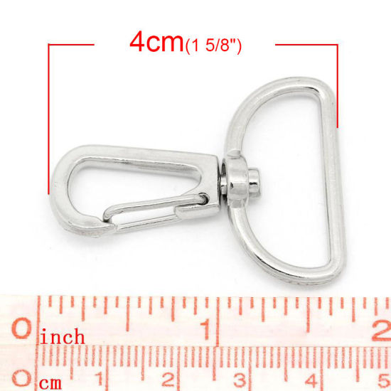 Picture of Zinc Based Alloy Keychain & Keyring Swivel Clasp Silver Tone 40mm x 30mm, 20 PCs