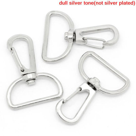 Picture of Zinc Based Alloy Keychain & Keyring Swivel Clasp Silver Tone 40mm x 30mm, 20 PCs