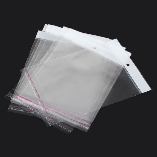 Bild von ABS Plastik Selbstklebender Beutel Rechteck Transparent mit Rundloch  21.5cm x 14cm 100 Stück
