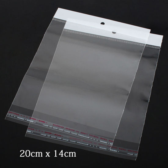 Bild von ABS Plastik Selbstklebender Beutel Transparent mit Rundloch (Nutzfläche: 15cmx14cm) 20cm x 14cm 100 Stück