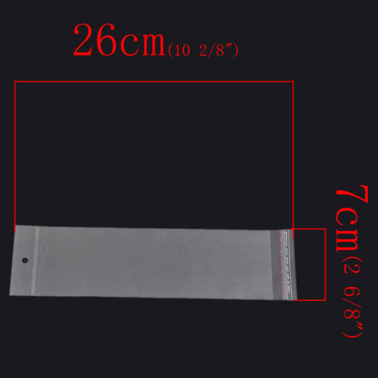 Bild von ABS Plastik Selbstklebender Beutel Rechteck Transparent mit Rundloch (Nutzfläche: 21.5cmx7cm) 26cm x 7cm 100 Stück