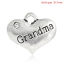 Image de Breloques Bijoux de Famille en Alliage de Zinc Cœur Argent Vieilli Message" Grandma " à Strass Transparent 16mm x 14mm, 20 Pcs