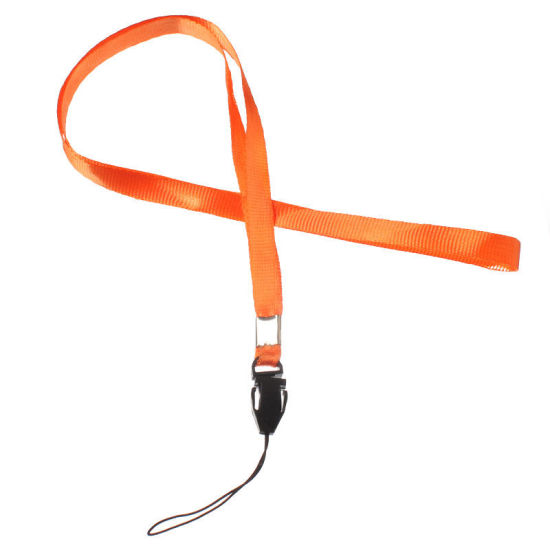 Picture of Polyester & Plastic ID Holder Neck Strap Lanyard Orange 48cm(18 7/8") long, 50 PCs