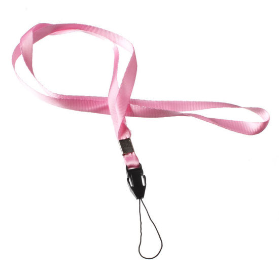 Bild von Terylen + Plastik ID-Kartenhalter Umhängeband Schlaufe Band Rosa 48cm, 50 Stück