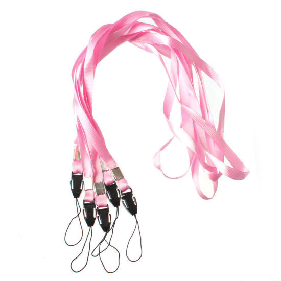 Bild von Terylen + Plastik ID-Kartenhalter Umhängeband Schlaufe Band Rosa 48cm, 50 Stück