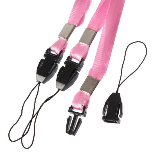 Bild von Terylen + Plastik ID-Kartenhalter Umhängeband Schlaufe Band Rosa 48cm, 50 Stück