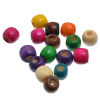 Image de Perles à Gros Trou au Style Européen en Bois Tonneau Mix 12mm x 11mm, Tailles de Trous: 5.3mm, 100 Pcs