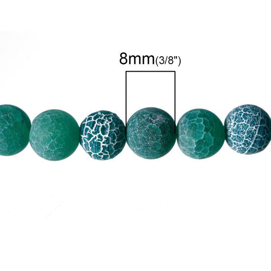 Изображение Бусины Агат (Сорт В)  (Окрашенный), Круглые, Зеленый 8мм диаметр, 1мм, 35.5см длина, 1 Нитка, 49 шт / 1 нитка