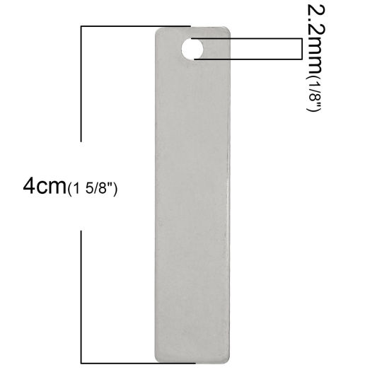 Image de PendentifsÉtiquettes d'Estampage Vierges en 304 Acier Inoxydable Rectangle Argent Mat Polissage Unilatéral 4cm x 9mm, 10 Pcs