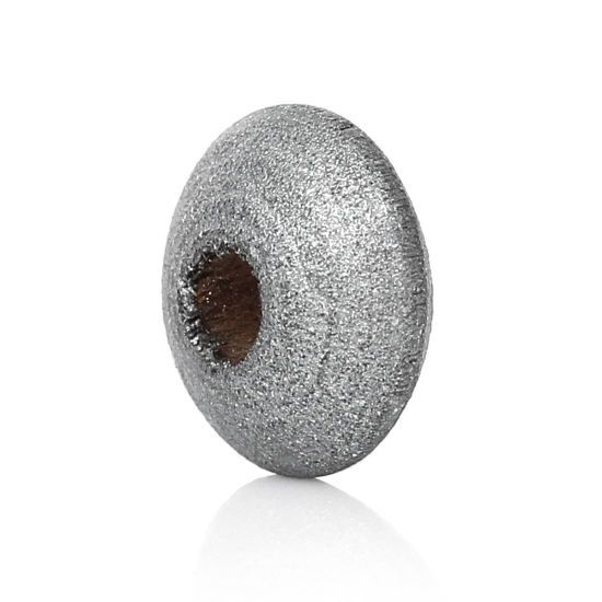 Image de Perles en Bois Naturel Forme Rond Argent Diamètre: 10mm, Tailles de Trous: 3mm, 500 Pcs