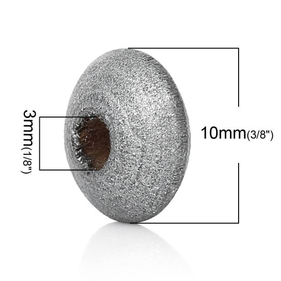 Image de Perles en Bois Naturel Forme Rond Argent Diamètre: 10mm, Tailles de Trous: 3mm, 500 Pcs