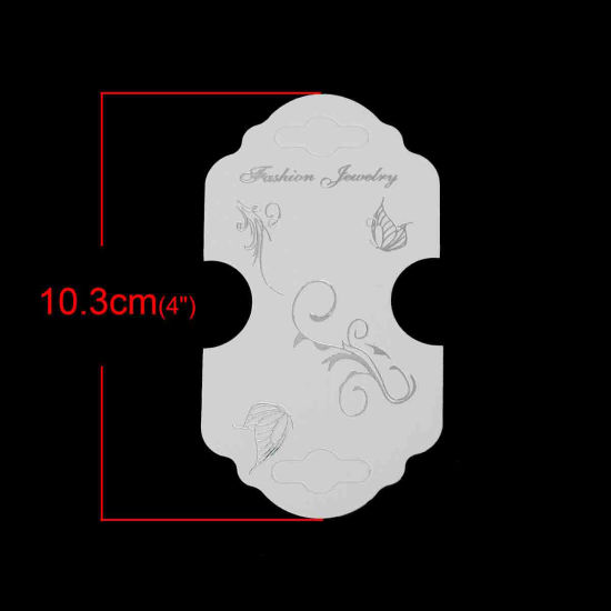 Image de Papier Carte Présentoir à Bijoux de Collier en Papier Blanc Fleurs 10.3cm x 5.5cm, 1 Lot (env. 200Pcs/Lot)