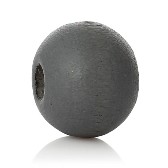 Image de Perles en Bois Naturel Forme Rond Gris foncé Diamètre: 8mm, Tailles de Trous: 2.4mm-2.8mm, 500 Pcs