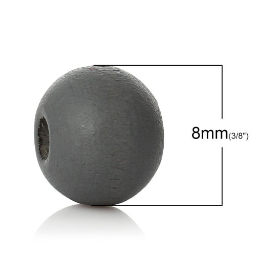 Picture of Natural Wood Spacer Beads Round Dark Gray About 8mm Dia, Hole: Approx 2.4mm-2.8mm, 500 PCs