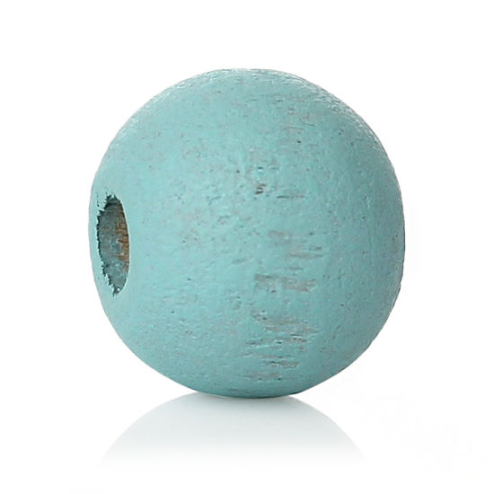 Picture of Natural Wood Spacer Beads Round Skyblue About 8mm Dia, Hole: Approx 2.1mm-2.6mm, 500 PCs