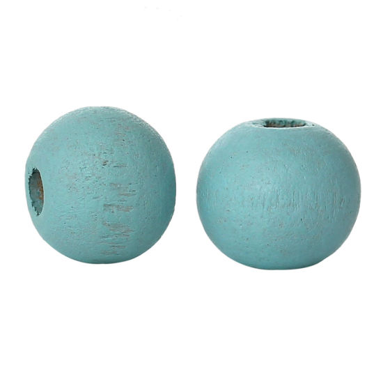 Picture of Natural Wood Spacer Beads Round Skyblue About 8mm Dia, Hole: Approx 2.1mm-2.6mm, 500 PCs