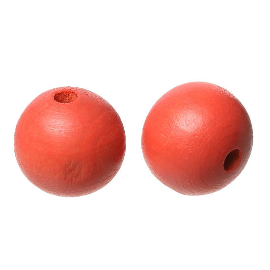 Picture of Natural Wood Spacer Beads Round Watermelon Red About 8mm Dia, Hole: Approx 2.6mm, 500 PCs