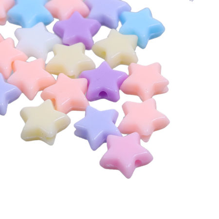 Acrylic Bubblegum Beads Pentagram Star At Random Mixed About 11mm x10mm - 10mm x9mm, Hole: Approx 1.6mm, 500 PCs