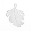 Picture of 304 Stainless Steel Blank Stamping Tags Pendants Leaf Silver Tone One-sided Polishing 24mm x 20mm, 20 PCs