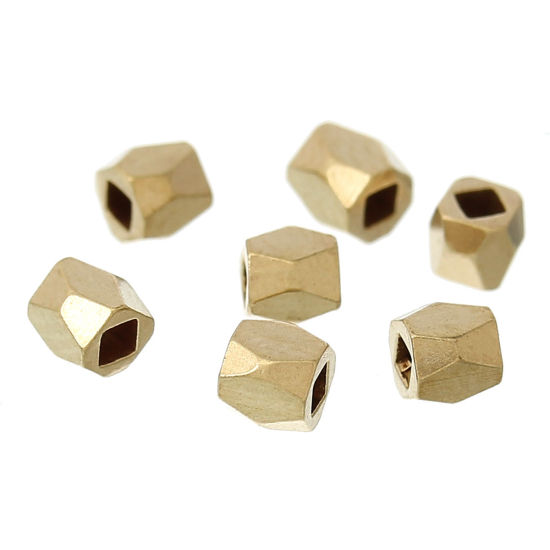 Picture of Copper Spacer Beads Polygon Light Golden Faceted About 2mm x 2mm, Hole: Approx 1.2mm, 200 PCs