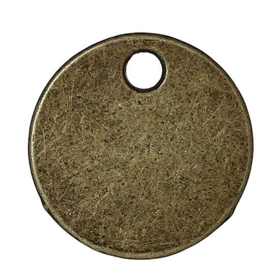 Picture of Zinc Metal Alloy Charm Pendants Round Antique Bronze Blank 16mm( 5/8") Dia, 50 PCs