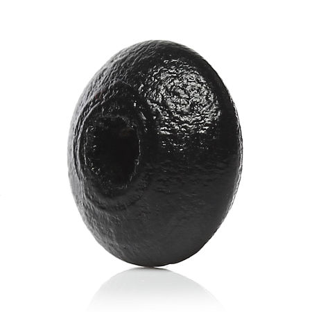 Image de Perles en Bois Naturel Forme Abaque Noir Diamètre: 10mm, Tailles de Trous: 3.4mm, 500 Pcs