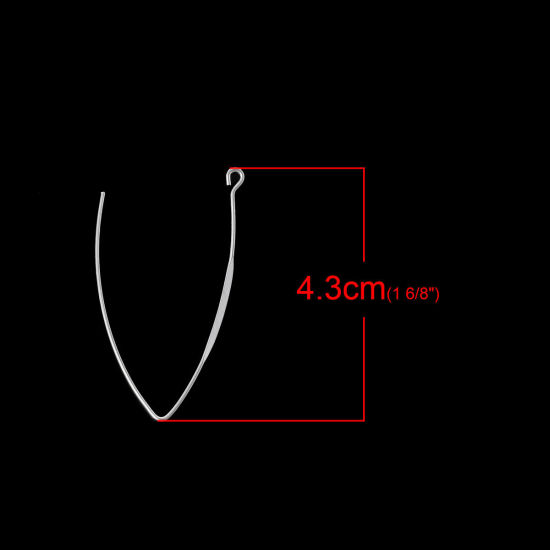 Bild von Messing Ohrhaken Wishbone Wunschknochen Ohrfeder Versilbert 43mm x 25mm, Drahtstärke: (19 gauge), 20 Paare                                                                                                                                                    