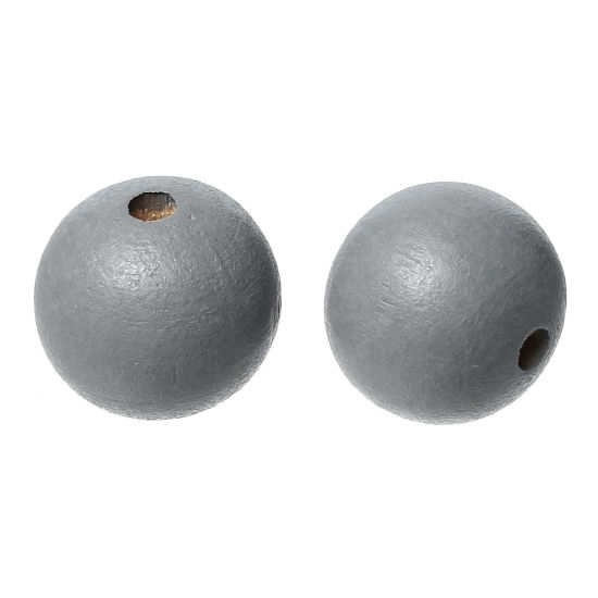 Image de Perles en Bois Naturel Forme Rond Gris Diamètre: 10mm, Tailles de Trous: 2.2mm-3mm, 300 Pcs