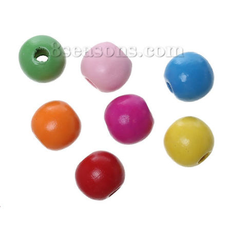 Perles en Bois d'Érable Naturel d'Erable Tambour Couleur au Hasard 16mm x 15mm, 100 Pcs