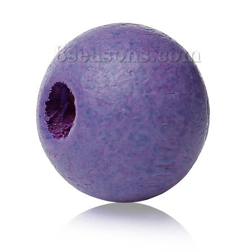 Image de Perles en Bois de Hinoki Naturel Forme Rond Violet Diamètre: 8mm, 500 Pcs