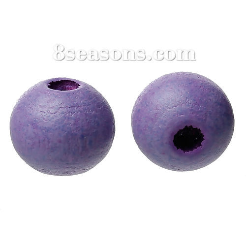 Image de Perles en Bois de Hinoki Naturel Forme Rond Violet Diamètre: 8mm, 500 Pcs