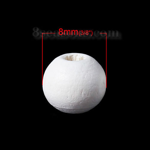 Picture of Natural Hinoki Wood Spacer Beads Round White About 8mm Dia, 500 PCs