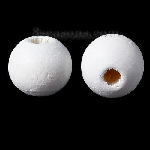 Picture of Natural Hinoki Wood Spacer Beads Round White About 8mm Dia, 500 PCs