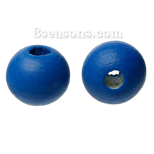 Picture of Natural Hinoki Wood Spacer Beads Round Deep blue About 8mm Dia, 500 PCs