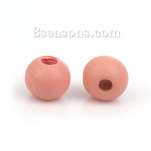 Image de Perles en Bois de Hinoki Naturel Forme Rond Rosé pâle Gris Diamètre: 8mm, 500 Pcs