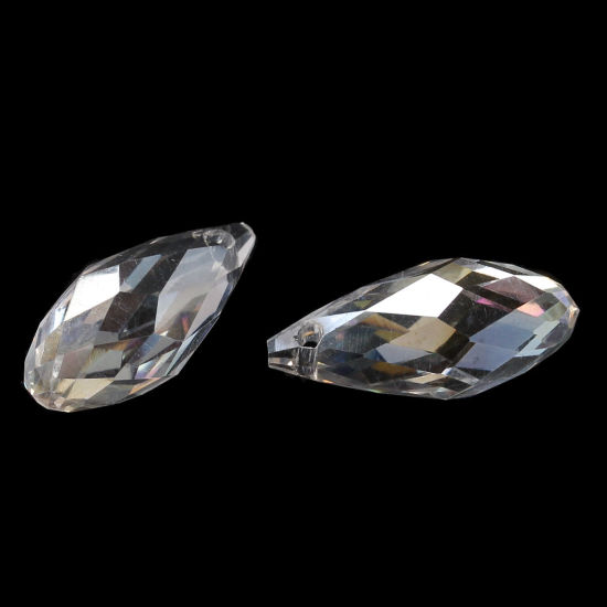 Bild von Kristallglas Perlen Tropfen Transparent AB Farbe Facettiert ca. 17mm x 8mm, Loch: 1mm, 20 Stücke