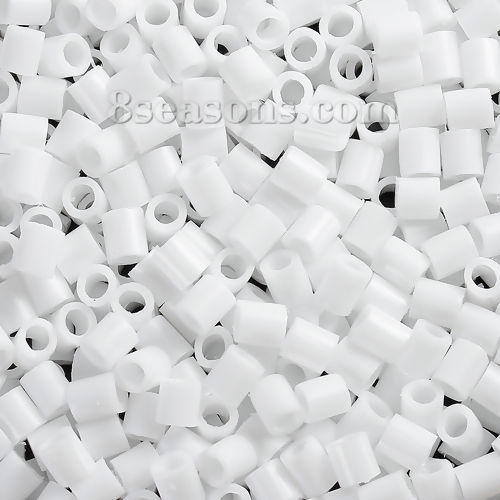 Picture of EVA DIY Fuse Beads For Great Kids Fun, Craft Toy Beads Cylinder White 5mm( 2/8") x 5mm( 2/8") , 1000 PCs