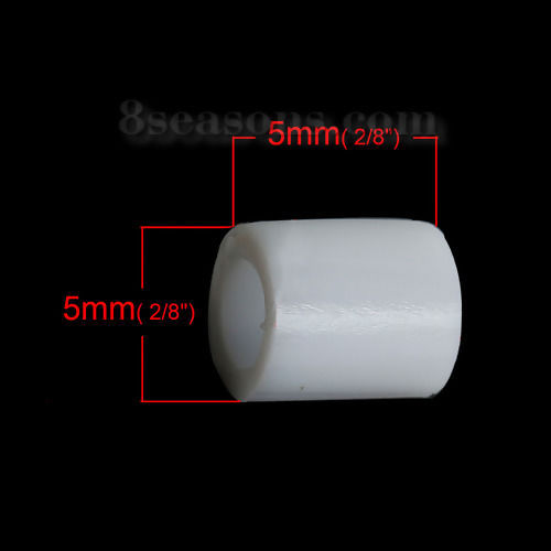 Picture of EVA DIY Fuse Beads For Great Kids Fun, Craft Toy Beads Cylinder White 5mm( 2/8") x 5mm( 2/8") , 1000 PCs