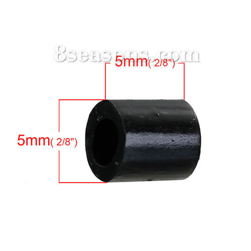 Picture of EVA DIY Fuse Beads For Great Kids Fun, Craft Toy Beads Cylinder Black 5mm( 2/8") x 5mm( 2/8") , 1000 PCs