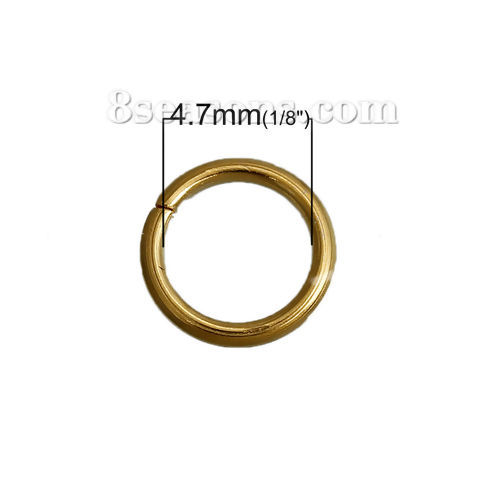 Изображение 50 ШТ 6мм Диаметр, 0.8мм(20 калибров) Нержавеющая Сталь открыто Колечки Позолоченный Круглые
