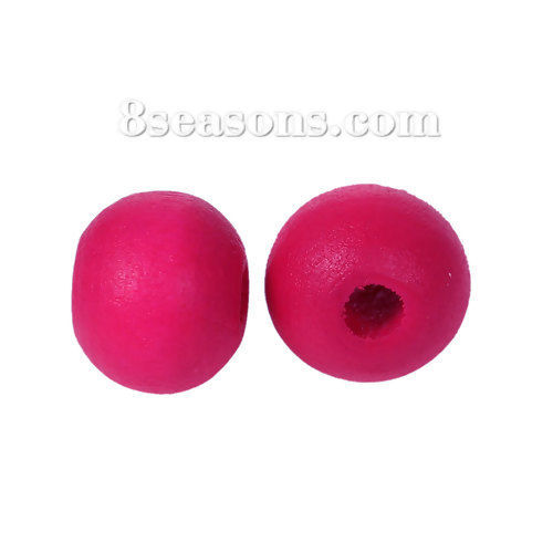 Picture of Hinoki Wood Spacer Beads Round Fuchsia About 8mm Dia, Hole: Approx 2.2mm, 500 PCs