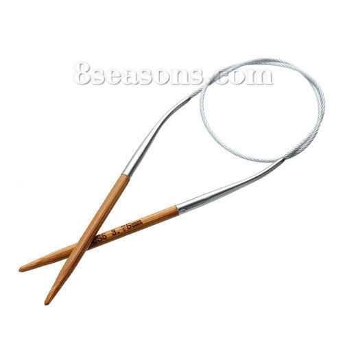 Image de (US5 3.75mm) Aiguilles Circulaire en Bambou Couleur Naturelle 41cm long, 1 Pièce