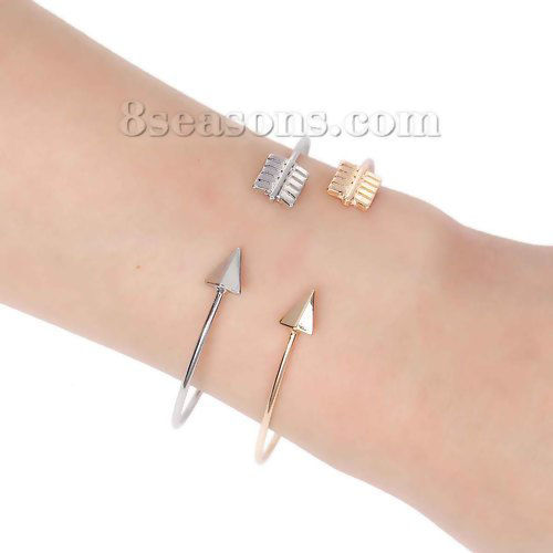 Picture of Brass Open Arm Cuff Bangles Bracelet Gold Plated Arrow 16cm(6 2/8") long, 1 Piece                                                                                                                                                                             