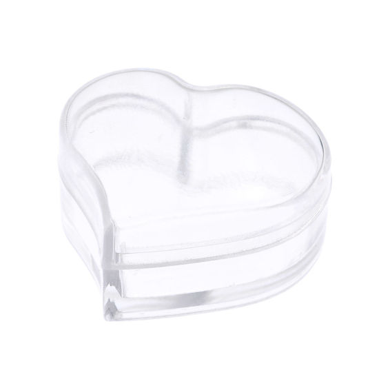 Bild von ABS Plastik Perlenbox Sortierbox Herz Transparent 32mm x26mm 1 Set